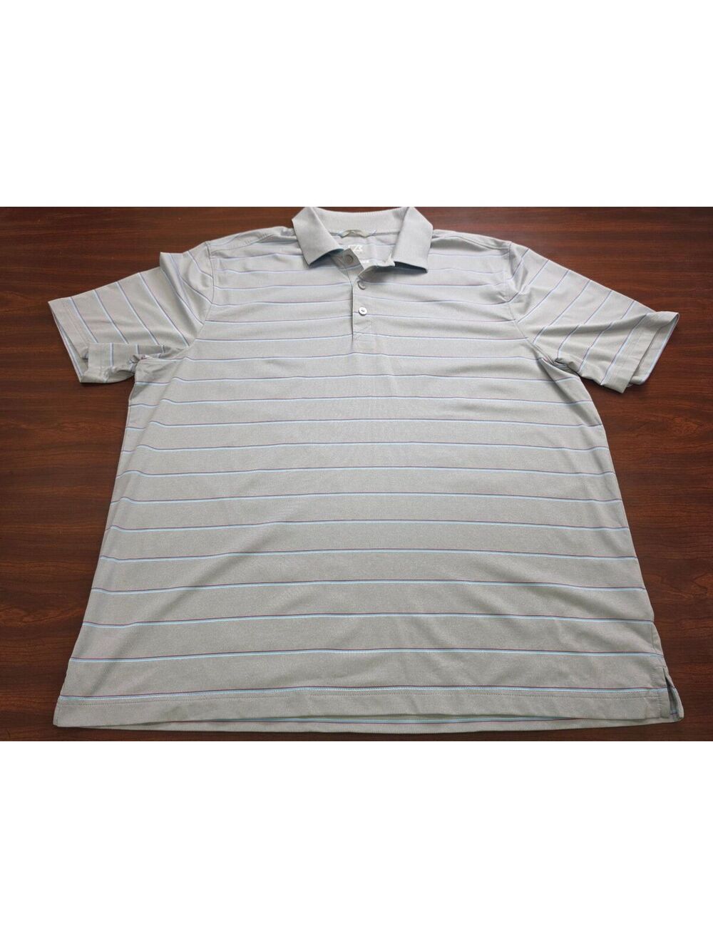 Cutter & Buck CB DryTec Men SZ XL Gray Striped Polol Shirt Golf Performance 50+